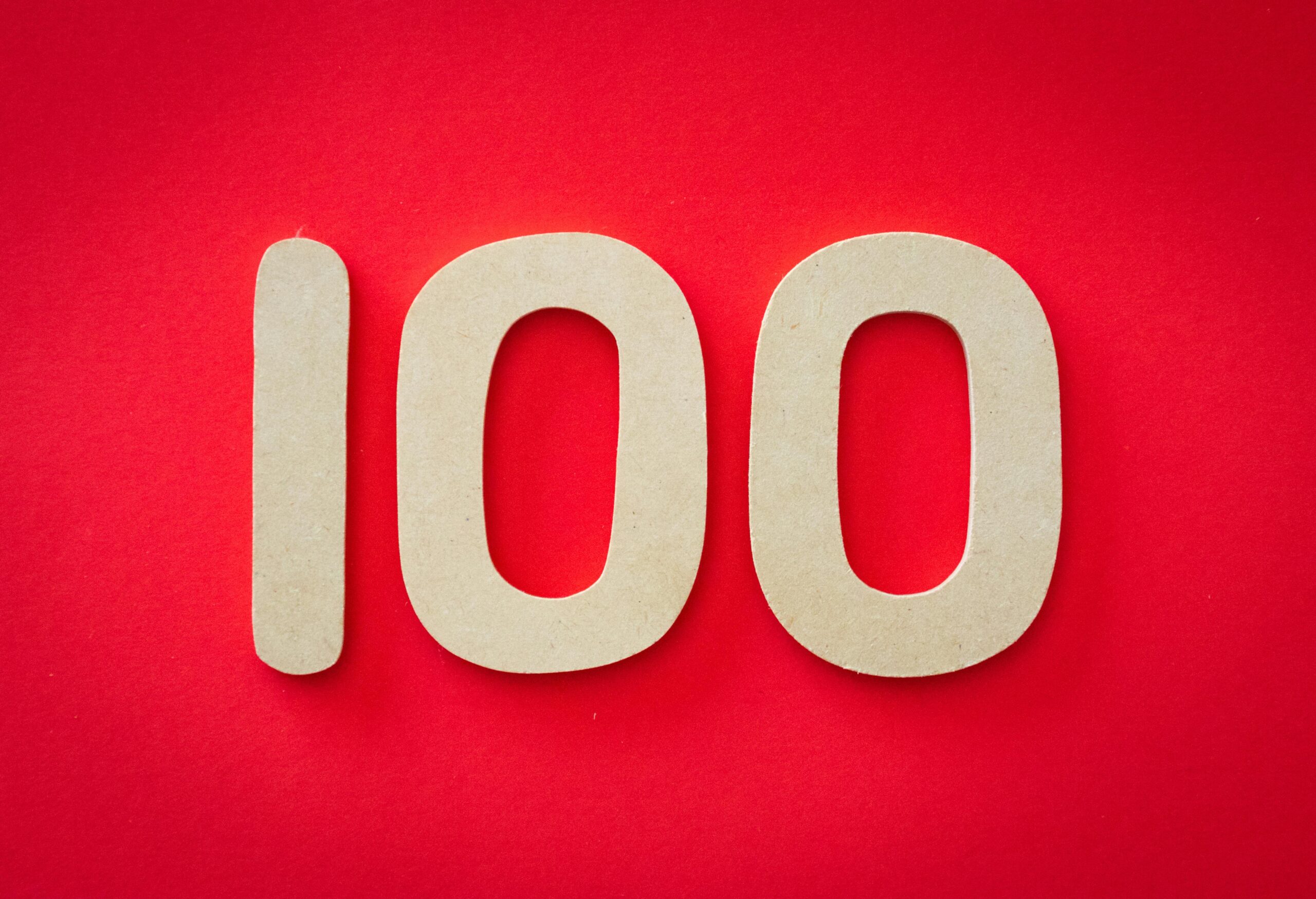 Red Background With 100 Text Overlay